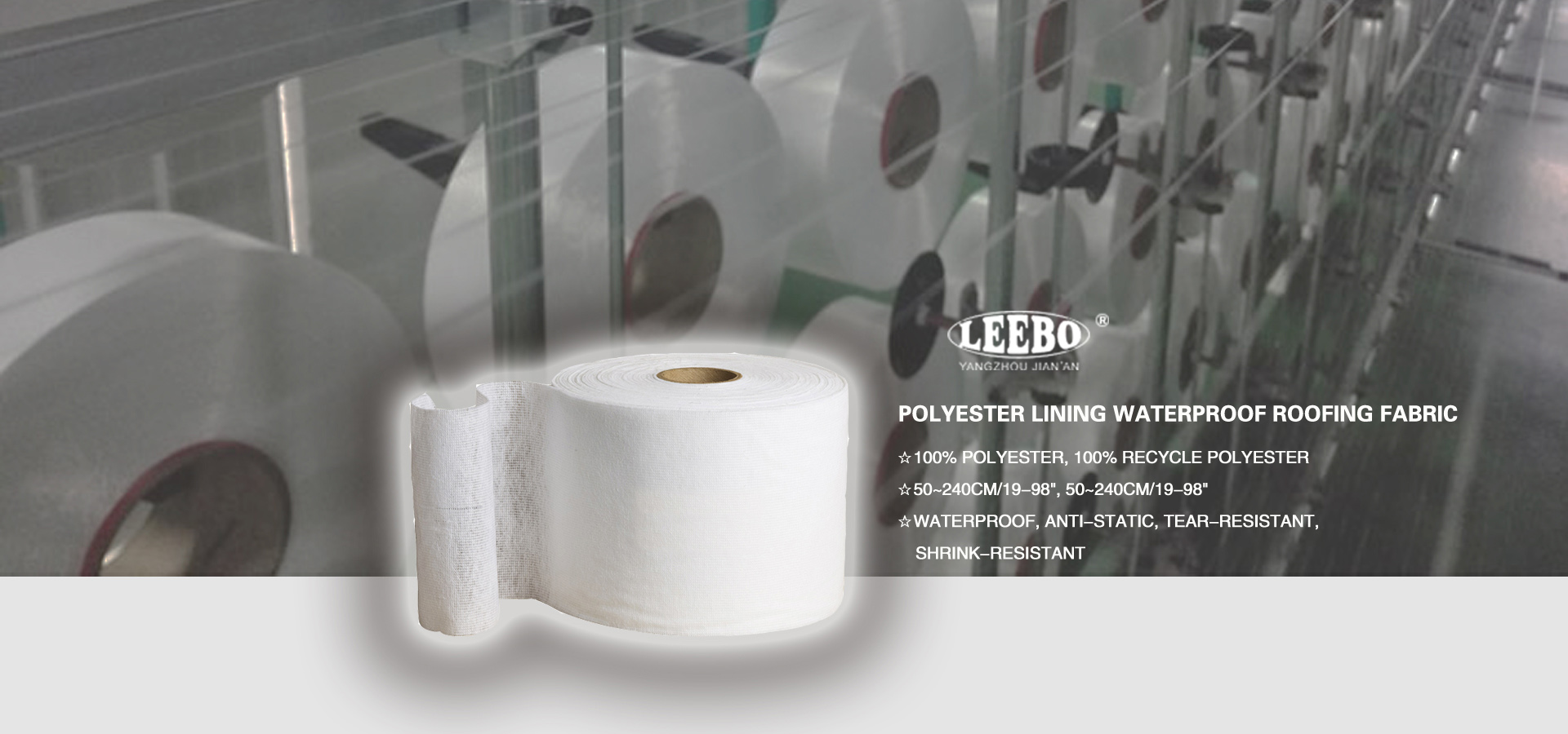 Polyester lining waterproof roofing fabric